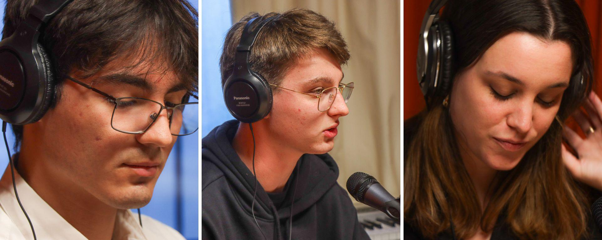 Emilio Frontini, Hans Ernst y Sofía Durand, estudiantes de Comunicación